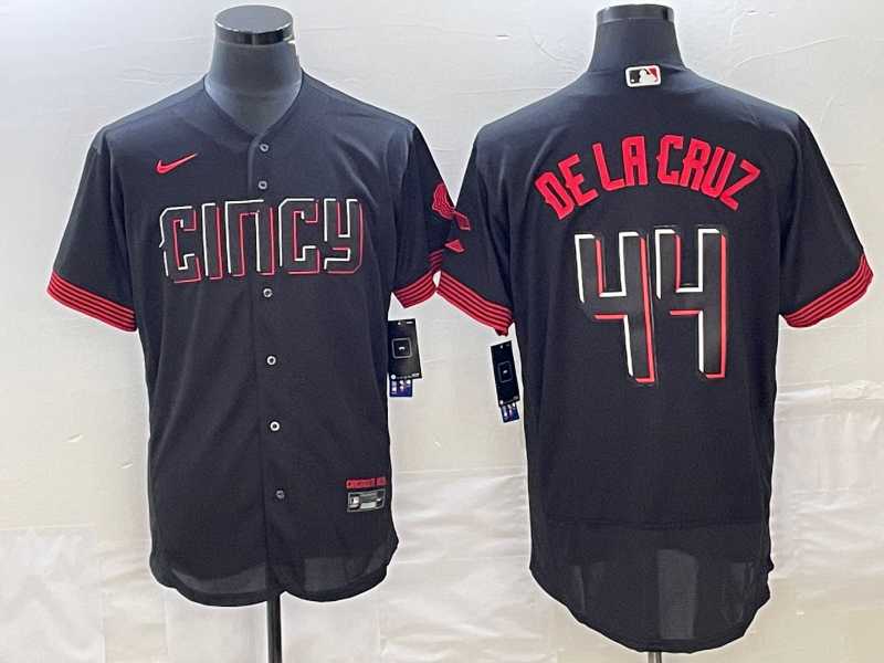 Mens Cincinnati Reds #44 Elly De La Cruz Black 2023 City Connect Cool Base Stitched Jersey->cincinnati reds->MLB Jersey